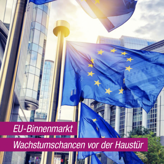 Deckblatt der 4. Ausgabe der Außenwirtschaftsnachrichten 2025, Hauptthema: EU-Binnenmarkt