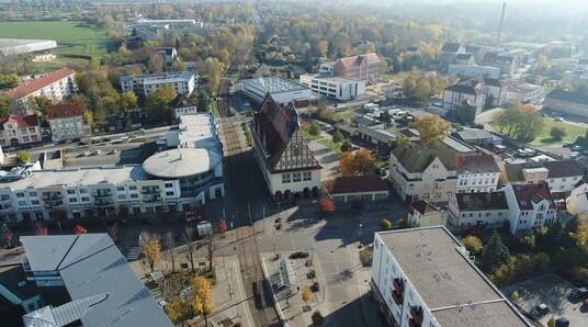 Luftaufnahme der Stadt Schkeuditz