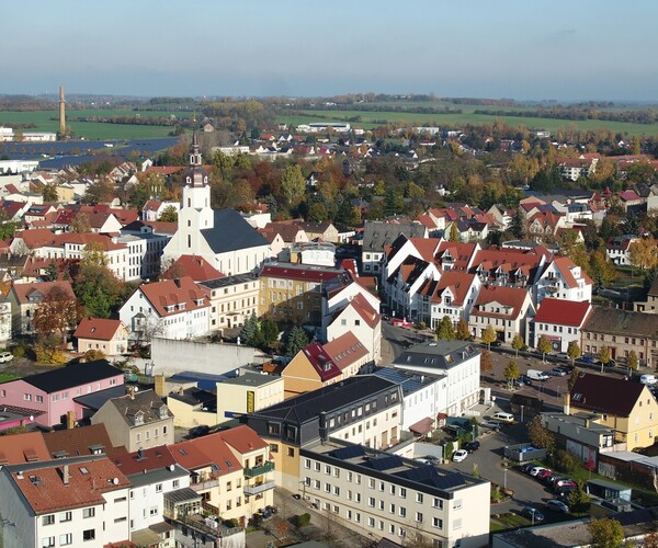 Luftaufnahme der Stadt Taucha