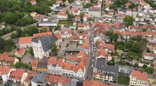 Luftaufnahme der Stadt Borna