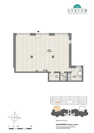 Grundriss (Raumverteilung) der Gewerbeimmobilie an der Lausener Straße 27-31A