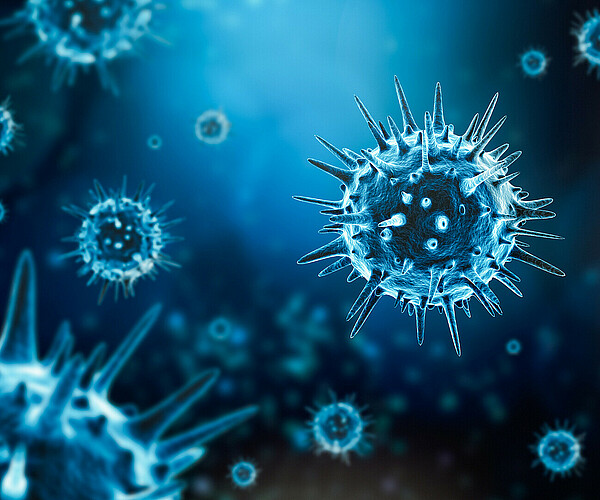 mikroskopische Viruszelle in einer 3D Illustration