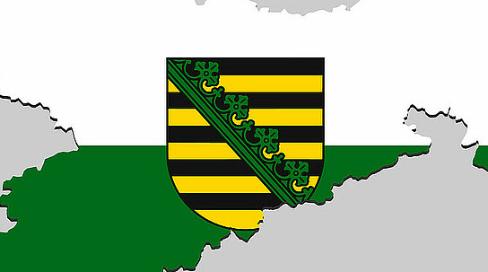 Umriss von Sachsen mit Flagge