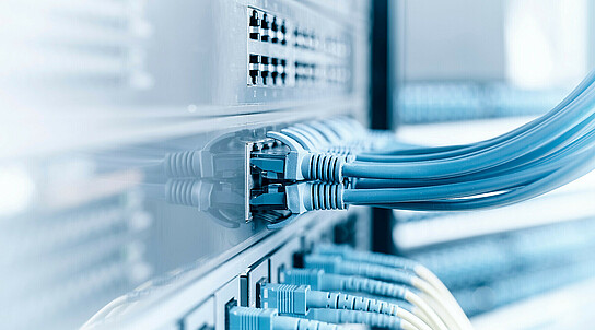 ethernet cable on network switches background