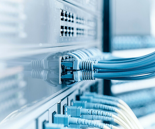 ethernet cable on network switches background