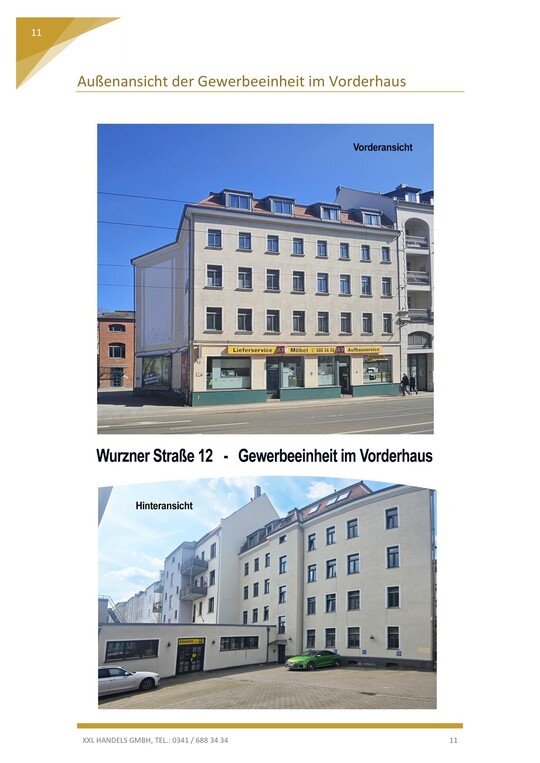 Vorder- und Hinteransicht Gewerbeeinheit Vorderhaus
