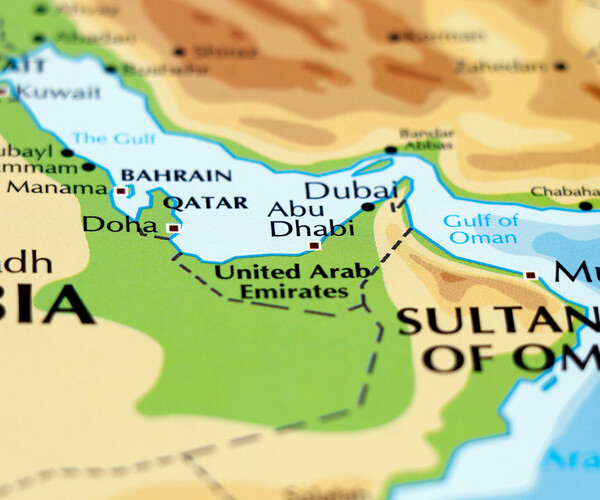 Ausschnitt der Golfregion von einer Weltkarte