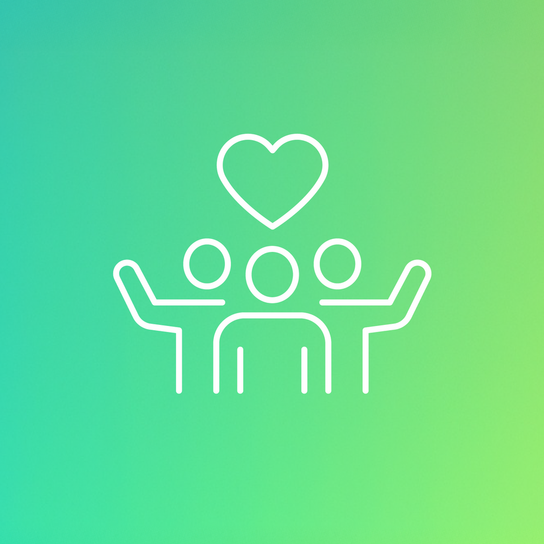 Icon: Drei Menschen mit einem Herz über den Köpfen