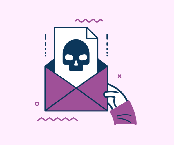 Grafik: Post oder Mail mit Todeskopf