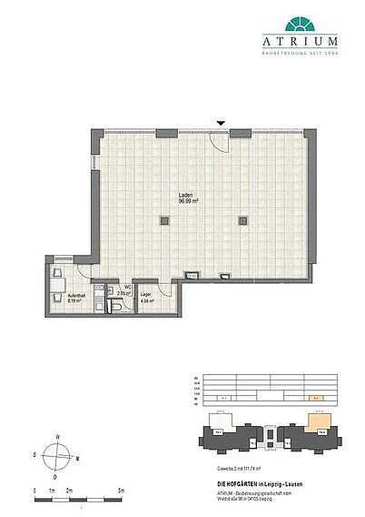 Grundriss der Innenseite der Gewerbeimmobilie an der Lausener Straße 27-31A