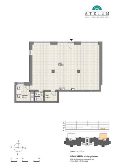 Grundriss der Innenseite der Gewerbeimmobilie an der Lausener Straße 27-31A