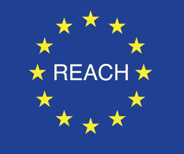 EU Fahne mit Buchstaben R E A C H in der Mitte