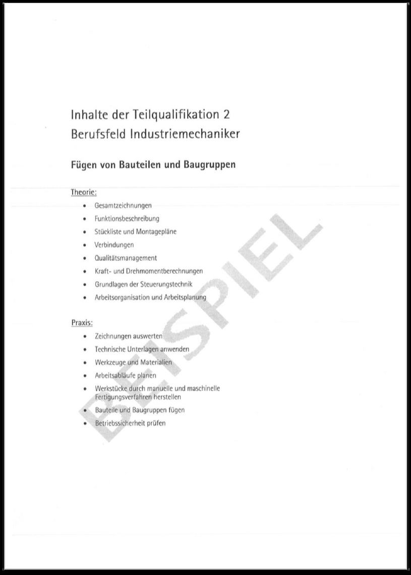 Muster Rückseite Teilqualifikation