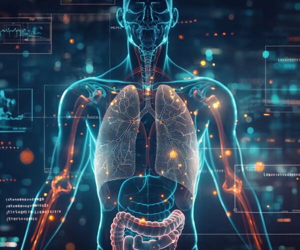 Symbolbild: Biomedizin: Scan von Männerkörper mit Organen