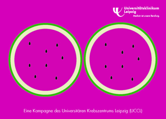 Kampagne des Universitären Krebszentrums Leipzig (UCCI) Grafik von zwei Melonen - Kampagne des Universitären Krebszentrums Leipzig (UCCI)